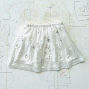 Zara White Sequin & Floral Appliqué Girls' Skirt Size 7